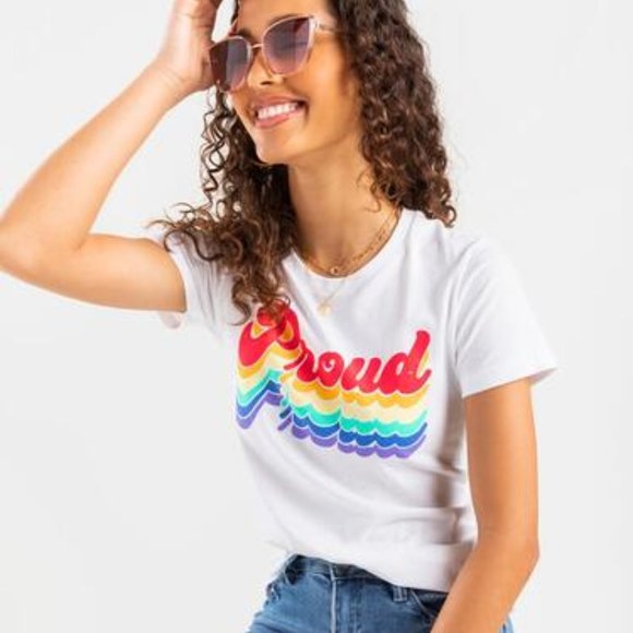 Francesca's | NWT Rainbow Proud Retro Tee 💠 - Picture 4 of 7